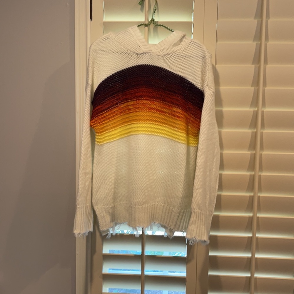 Vintage Havana hooded frayed distressed sunset sweater